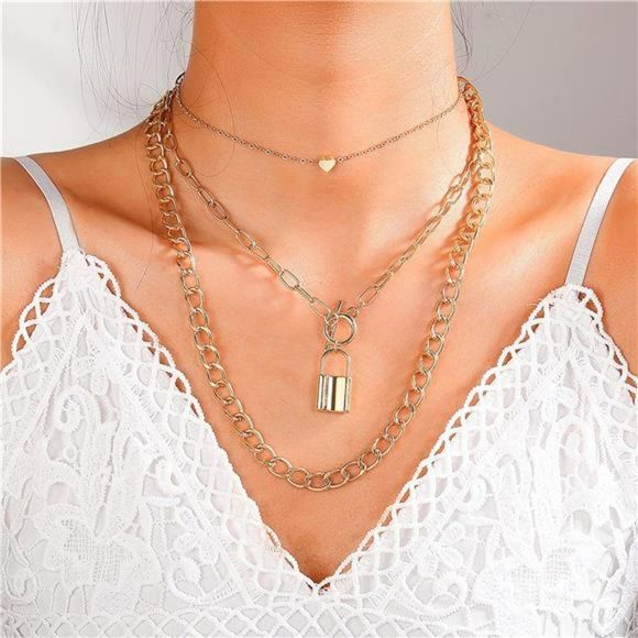 9PCS Gold Layered Chain Necklace for Women Girls, Gold Necklace - Picture 5 of 7
